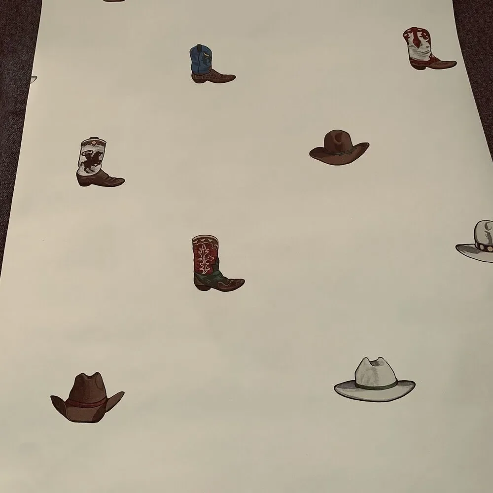 3 Count Parkview Wallpaper Western Cowboy Boots Hats 56 sq. ft. x 3 Rolls